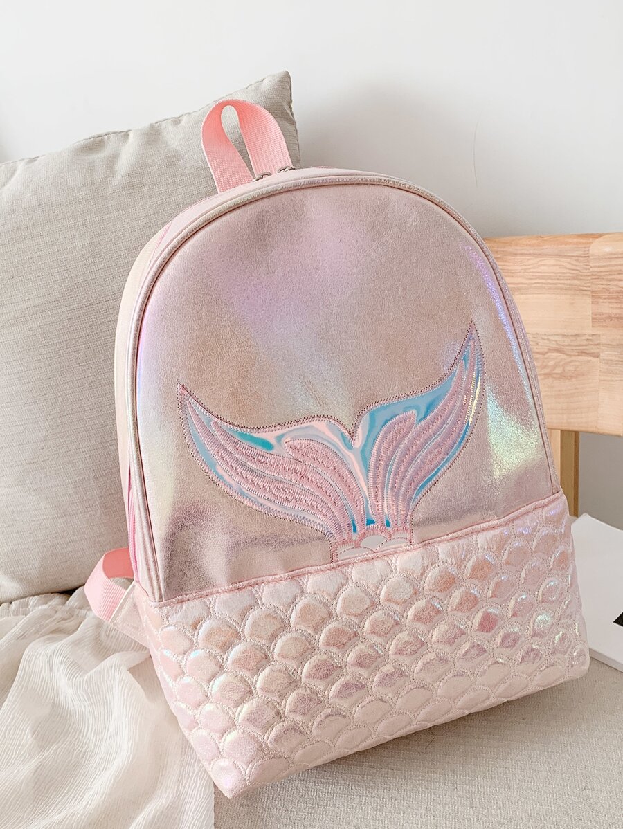 女孩魚尾巴刺繡魚鱗壓花經典背包 - 彩色 - 查看 1
