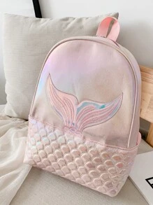 女孩魚尾巴刺繡魚鱗壓花經典背包 - 彩色 - 查看 2