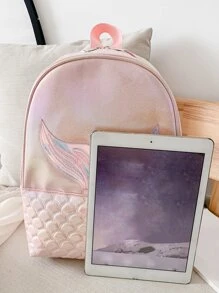 女孩魚尾巴刺繡魚鱗壓花經典背包 - 彩色 - 查看 4