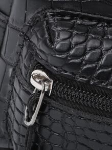 Kids Crocodile Embossed Pocket Front Bag - Black - View 6