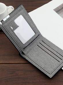 男士金屬裝飾短皮夾 - 灰色 - 查看 4