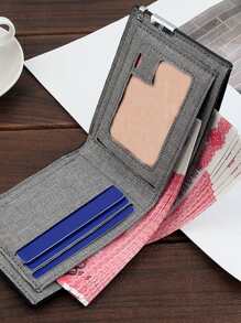 男士金屬裝飾短皮夾 - 灰色 - 查看 5