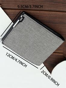 男士金屬裝飾短皮夾 - 灰色 - 查看 6