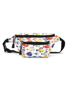 Kids Cartoon Graphic Bum Bag - Beige - View 4