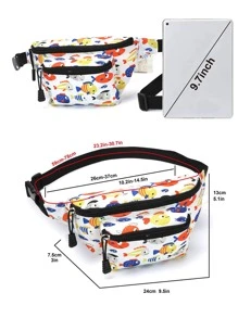 Kids Cartoon Graphic Bum Bag - Beige - View 6