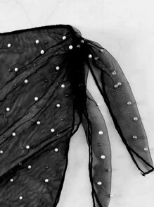 Swim Vcay Áo che Nữ Ngọc trai Thắt nút màu trơn - màu đen - Xem 4