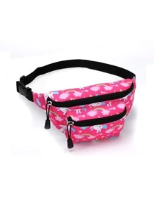 Girls Cartoon Print Waist Bag - Hot Pink - View 1