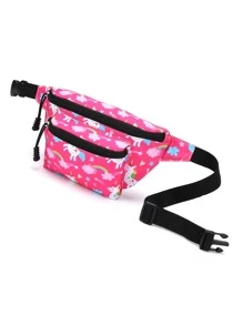 Girls Cartoon Print Waist Bag - Hot Pink - View 4
