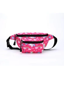 Girls Cartoon Print Waist Bag - Hot Pink - View 3