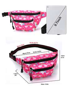 Girls Cartoon Print Waist Bag - Hot Pink - View 6