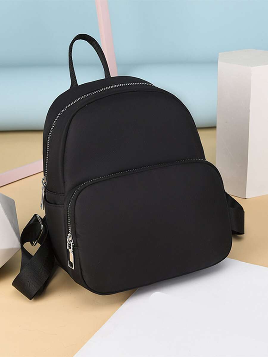 Minimalist Zip Backpack - Black - View 1