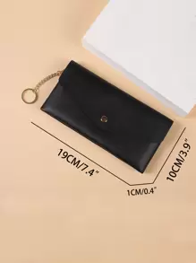 男女日常通勤彩色pu简约多卡位超薄便携现金白领女大学生上班商务通勤办公室周年纪念生日礼物情人节礼物礼品送老师钱包商务休闲女士钱包钱包长款钱包钱夹钥匙扣 - 黑色 - 查看 6