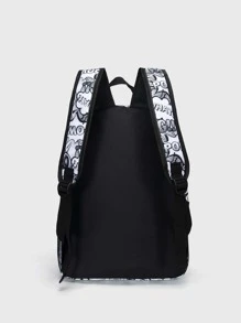 14 Inch Men Pop Art Pattern Charging Port Design Casual Daypack, Shoulder Bag Daypack Schoolbag For Travel, College, School, Outdoors, Sports School Backpack Bookbag Travel Essentials Vacation Holiday School Supplies For School College Students Men Gifts - Black and White - View 4