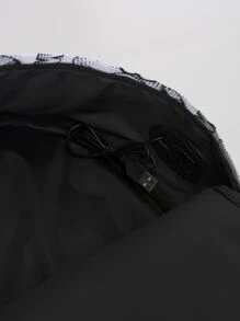 14 Inch Men Pop Art Pattern Charging Port Design Casual Daypack, Shoulder Bag Daypack Schoolbag For Travel, College, School, Outdoors, Sports School Backpack Bookbag Travel Essentials Vacation Holiday School Supplies For School College Students Men Gifts - Black and White - View 5