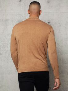 Manfinity Men Letter Graphic Mock Neck Tee - Brown - View 3