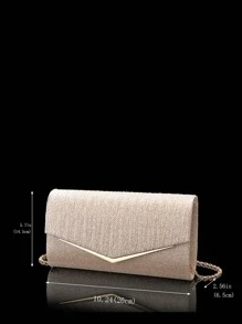 華麗、優雅、精美、安靜的豪華亮片,時尚、豪華和閃亮的香檳色手提包,帶摺疊式頂部和v字形遮蓋晚宴包,派對女孩、女人、新娘完美的派對、婚禮、舞會、晚宴/宴會 - 香檳色 - 查看 8