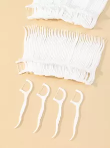 Deep Cleaning Dental Floss Pick, 50pcs Plastic Disposable Toothpick Stick Travel, Living Room Home Bedroom Bathroom House Decor, Travel Stuff, Wedding, Party, Birthday, Gifts For Men Mom Dad Friends, New Years, Accessories, Funny Gift - White - View 1