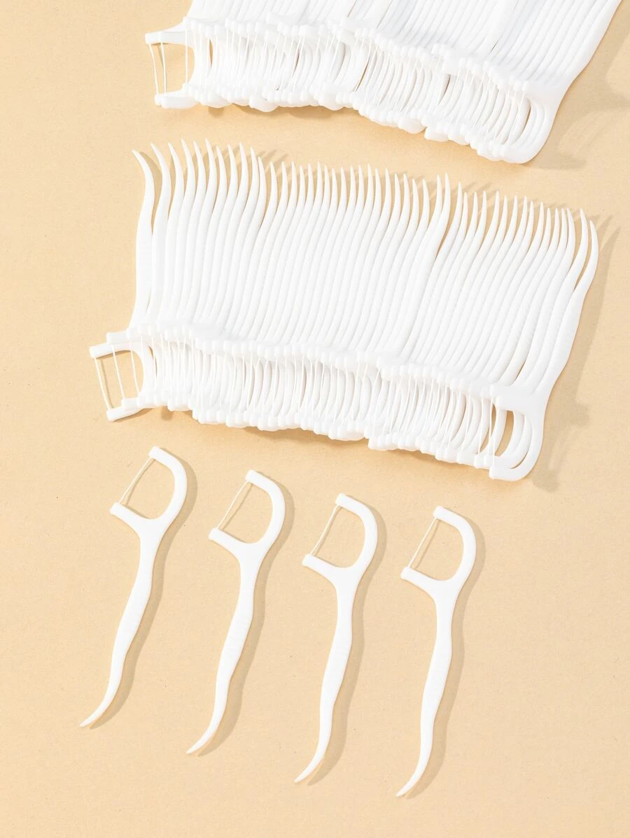 Deep Cleaning Dental Floss Pick, 50pcs Plastic Disposable Toothpick Stick Travel, Living Room Home Bedroom Bathroom House Decor, Travel Stuff, Wedding, Party, Birthday, Gifts For Men Mom Dad Friends, New Years, Accessories, Funny Gift - White - View 1