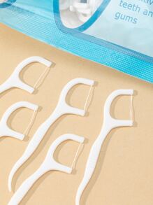 Deep Cleaning Dental Floss Pick, 50pcs Plastic Disposable Toothpick Stick Travel, Living Room Home Bedroom Bathroom House Decor, Travel Stuff, Wedding, Party, Birthday, Gifts For Men Mom Dad Friends, New Years, Accessories, Funny Gift - White - View 3