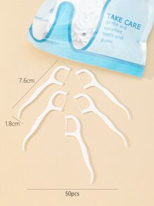 Deep Cleaning Dental Floss Pick, 50pcs Plastic Disposable Toothpick Stick Travel, Living Room Home Bedroom Bathroom House Decor, Travel Stuff, Wedding, Party, Birthday, Gifts For Men Mom Dad Friends, New Years, Accessories, Funny Gift - White - View 4