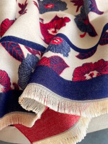 1pc Women's Elegant Floral Jacquard Faux Cashmere Scarf/Shawl, Suitable For Daily Use In Autumn/Winter - Multicolor - View 5