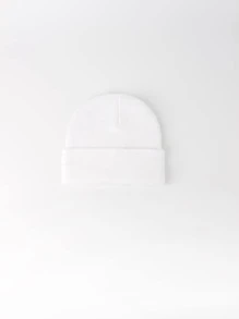 Gorro cuff con diamante de imitación & con diseño de letra - Blanco - Ver 2