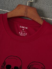 Hombres Camiseta estampado de cráneo - Burdeos - Ver 5