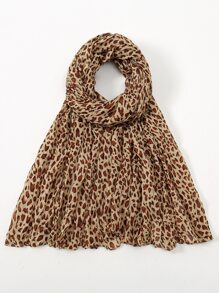 豹紋印花圍巾 - 彩色 - 查看 1