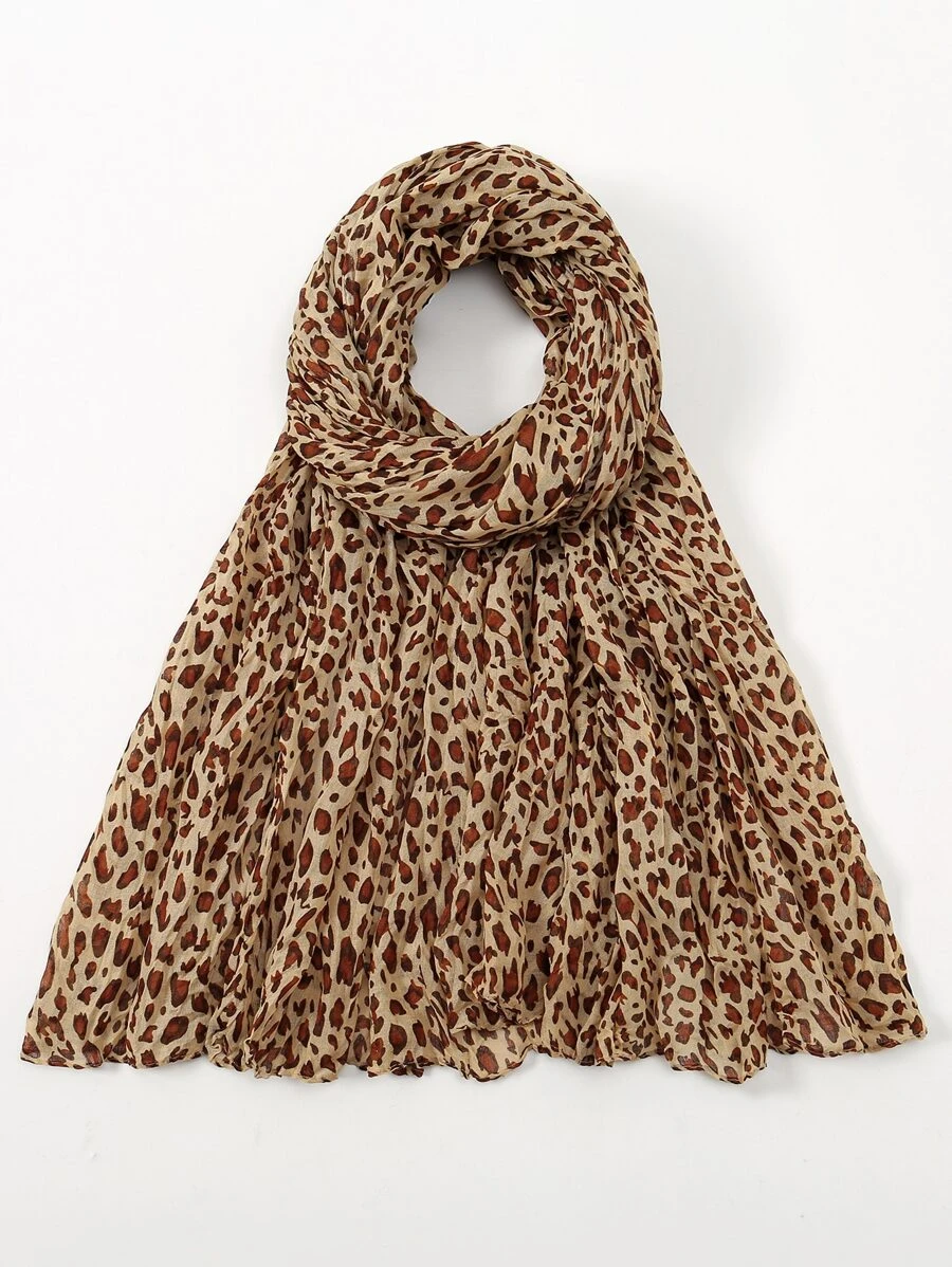 豹紋印花圍巾 - 彩色 - 查看 1