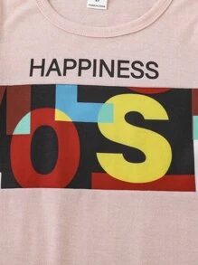 Toddler Girls Letter Graphic Tee & Trousers - Multicolor - View 8