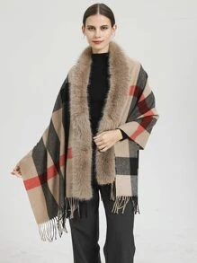 1 chiếc khăn choàng họa tiết kẻ sọc - Nhiều màu - Xem 1