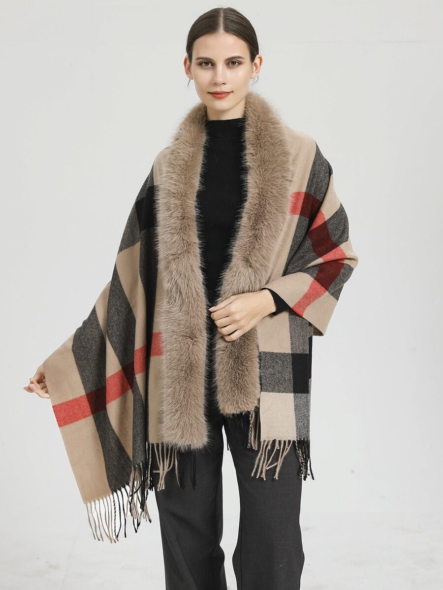 1 chiếc khăn choàng họa tiết kẻ sọc - Nhiều màu - Xem 1