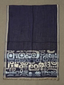 Men Geo Print Scarf - Navy Blue - View 2