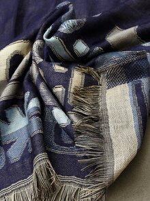 Men Geo Print Scarf - Navy Blue - View 3