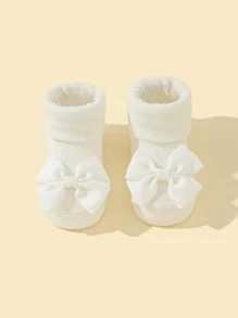 1雙嬰兒蝴蝶結裝飾襪子 - 白色 - 查看 1