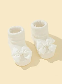 1雙嬰兒蝴蝶結裝飾襪子 - 白色 - 查看 2