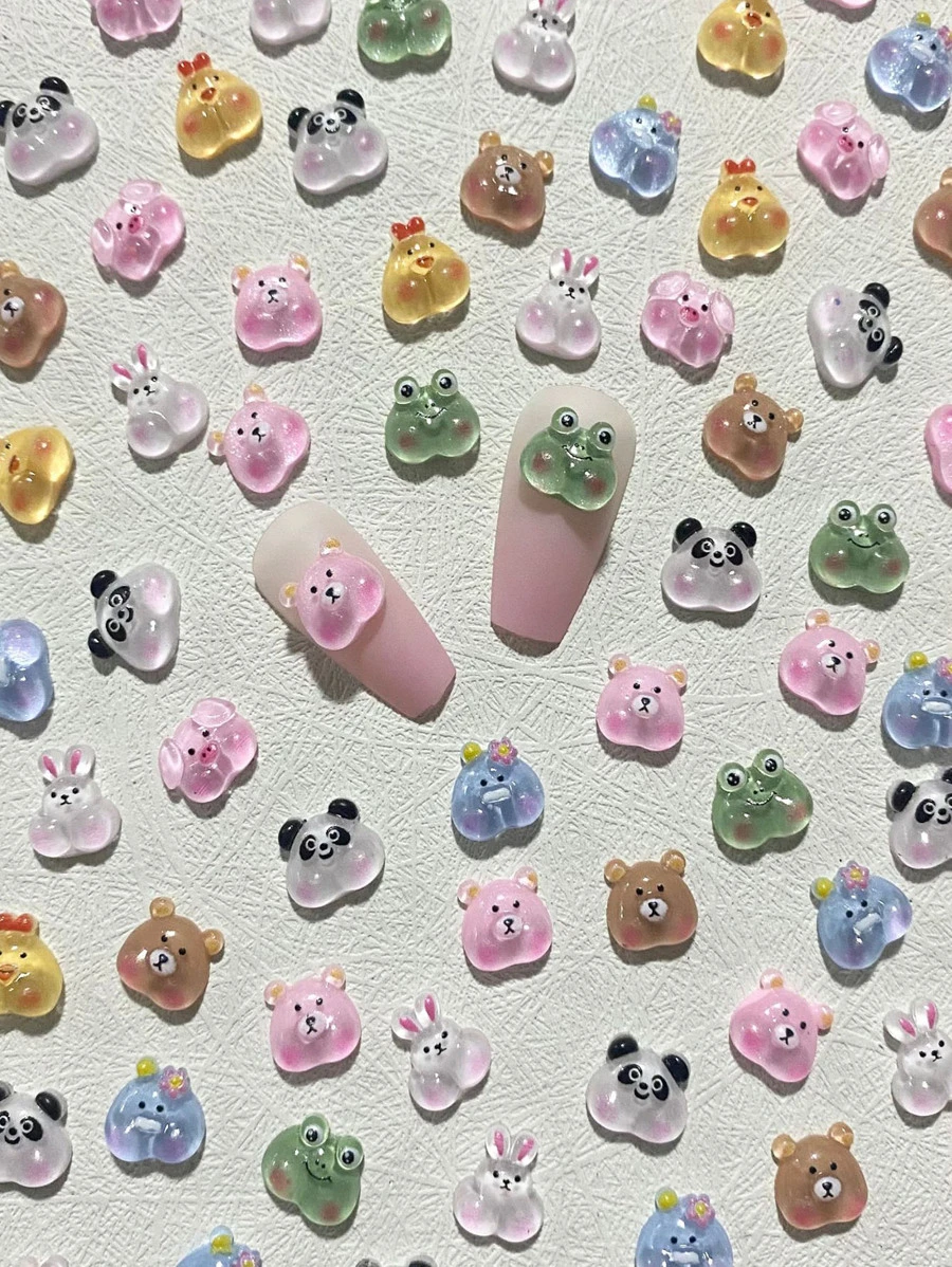 20 miếng trang trí móng tay họa tiết hoạt hình 3D màu hỗn hợp - Nhiều màu - Xem 1