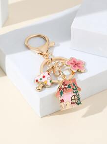 1 件金属卡通房子和蘑菇挂件钥匙扣汽车配件包挂件学院风可爱哥特风 Y2K