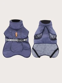 1 PC Contrast Letter Chi tiết Pet Coat - Màu xanh hải quân - Xem 3