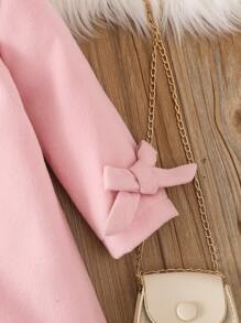 Toddler Girls Bow Front Single Breasted Overcoat - Baby Pink - View 5