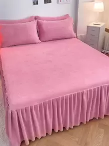 Ruffle Decor Bed Skirt - Lilac Purple - View 1