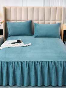 Ruffle Decor Bed Skirt - Mint Blue - View 2