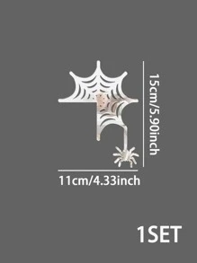 1入組蜘蛛網圖案開關插座牆貼 - 銀色 - 查看 4