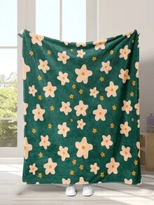 1pc Floral Print Plush Blanket - Multicolor - View 1