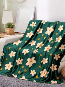 1pc Floral Print Plush Blanket - Multicolor - View 2