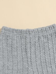 嬰兒3入組條紋針織木耳邊緊身打底褲