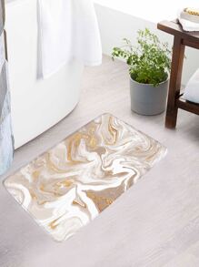 1pc Marble Print Bath Rug Or 1pc Shower Curtain - Multicolor - View 2