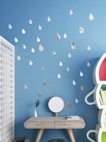 42pcs Water Drop Shaped Mirror Wall Sticker - Silver - View 2