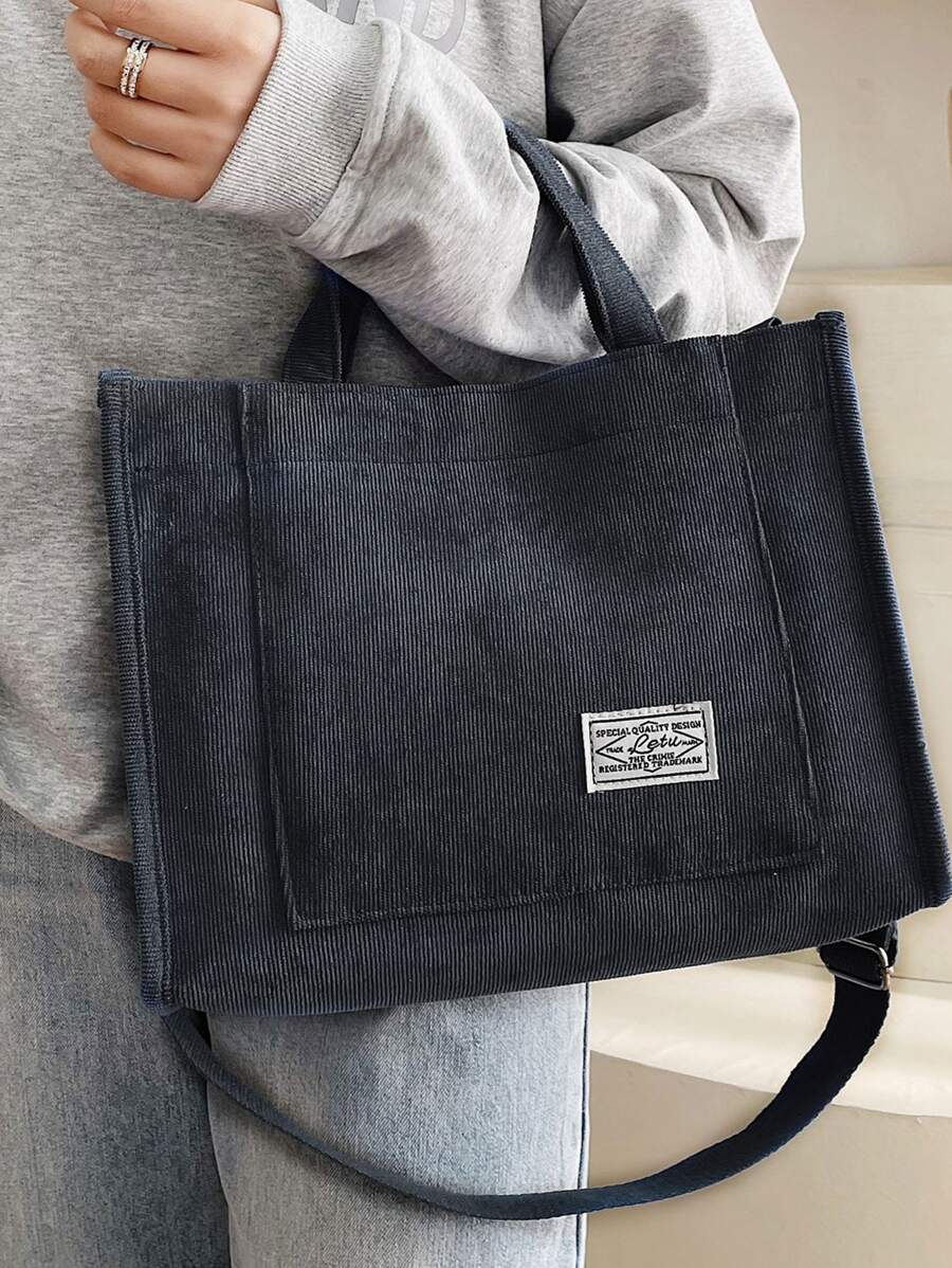 Patch Detail Square Bag - Black - View 1