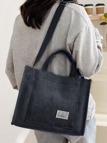 Patch Detail Square Bag - Black - View 4